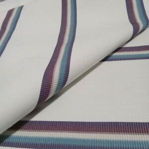 Really big and pretty piece of fabric  White with blue and purple lines